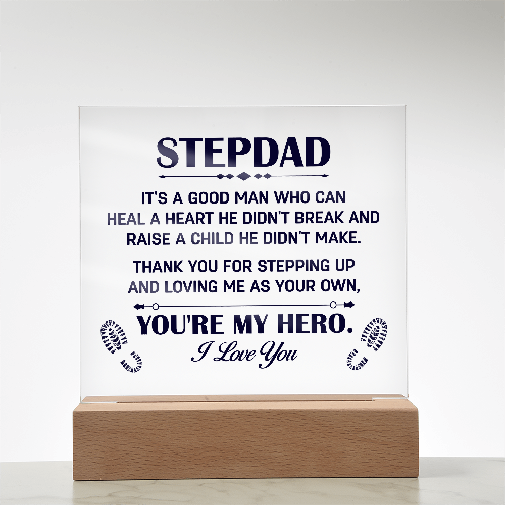 Heal A Heart He Didn't Break Acrylic Square Plaque - Father's Day Gift for Bonus Dad