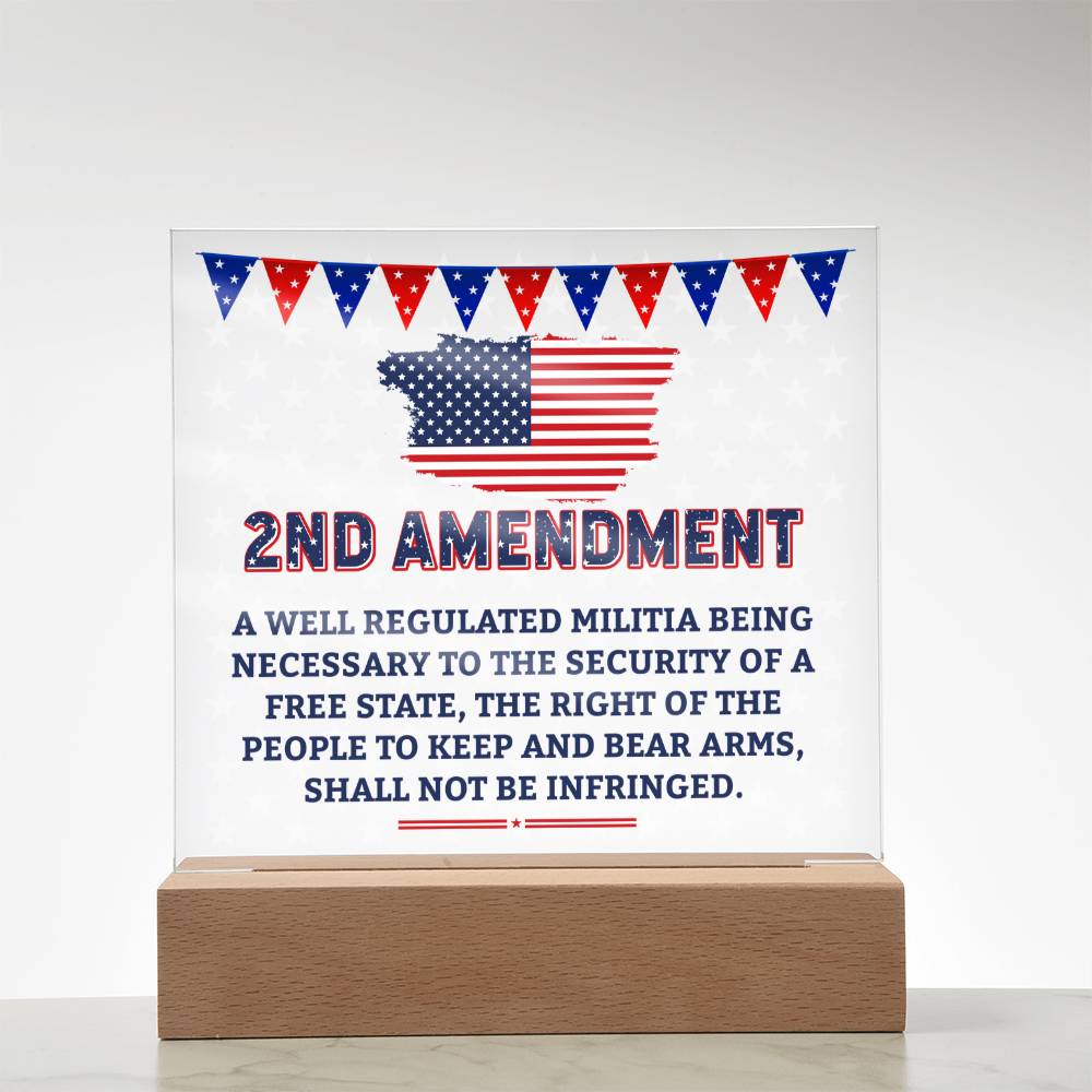 2nd Amendment Acrylic Square Plaque - Patriotic Home Decor Gift