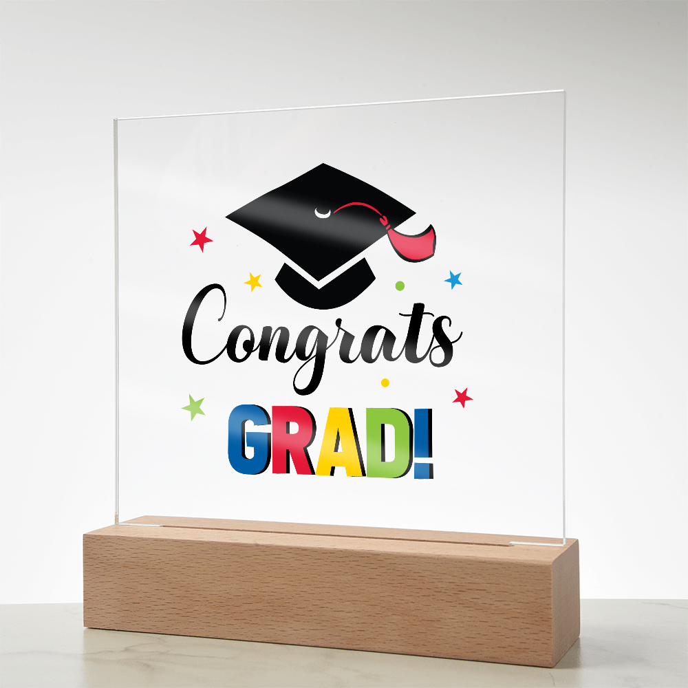 Congrats Grad Acrylic Square Plaque - Graduation Gift