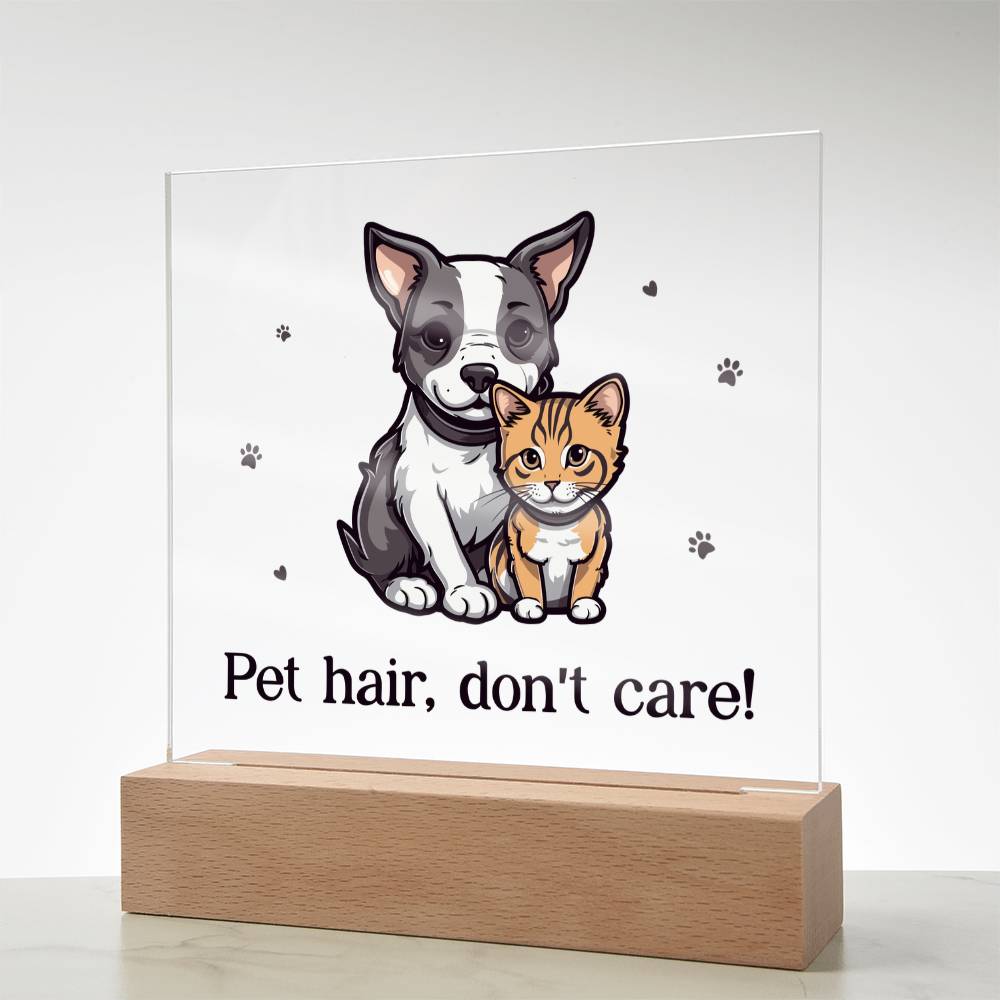 Pet Hair Don't Care Acrylic Square Plaque - Gift for Pet Lovers