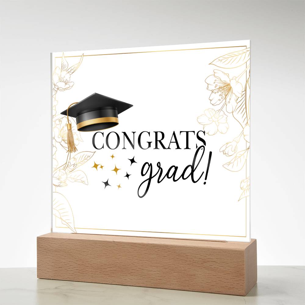 Congrats Grad Acrylic Square Plaque - Graduation Gift