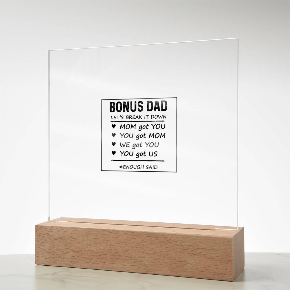 Let's Break It Down Acrylic Square Plaque - Father's Day Gift for Bonus Dad