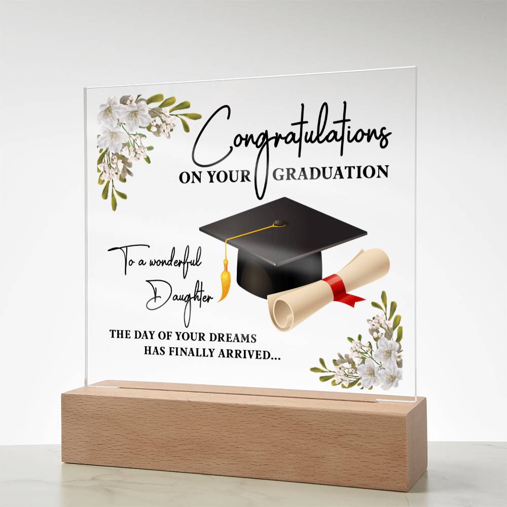 Congratulations Daughter Acrylic Square Plaque - Graduation Gift