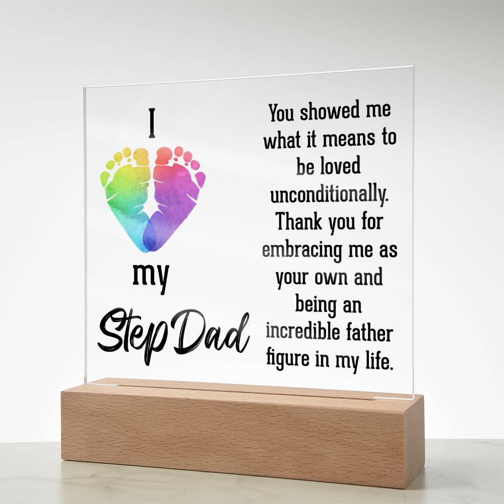 I Love My Step Dad Acrylic Square Plaque - Father's Day Gift for Step Dad