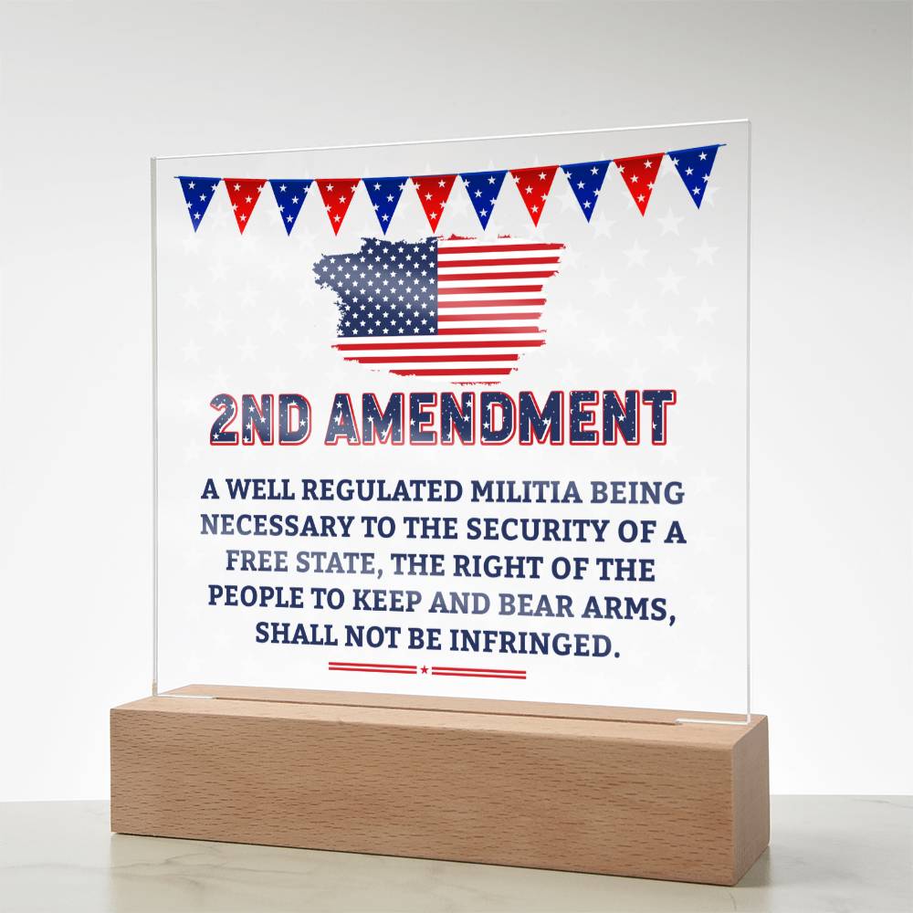 2nd Amendment Acrylic Square Plaque - Patriotic Home Decor Gift