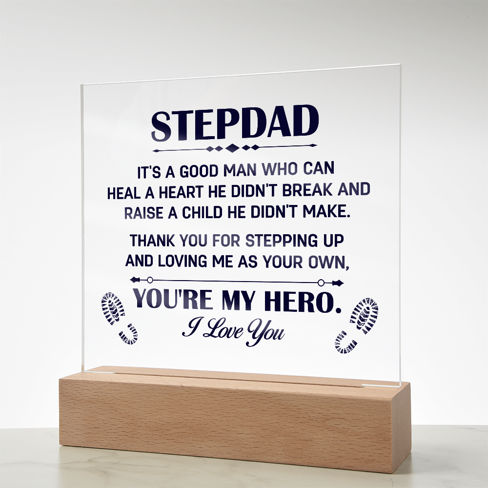 Heal A Heart He Didn't Break Acrylic Square Plaque - Father's Day Gift for Bonus Dad