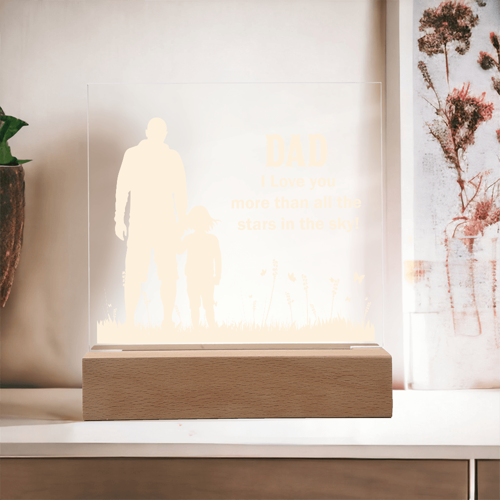 Dad I Love You More Than All The Stars In The Sky Acrylic Square Plaque - Father's Day Gift for Dad