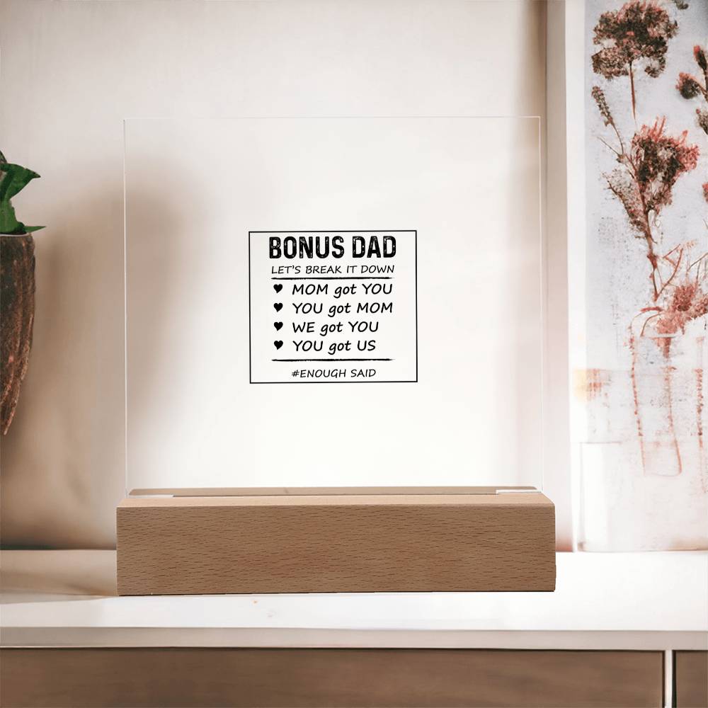 Let's Break It Down Acrylic Square Plaque - Father's Day Gift for Bonus Dad