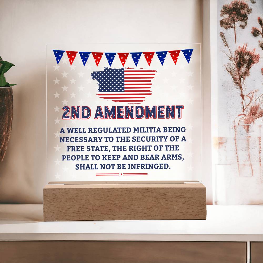 2nd Amendment Acrylic Square Plaque - Patriotic Home Decor Gift