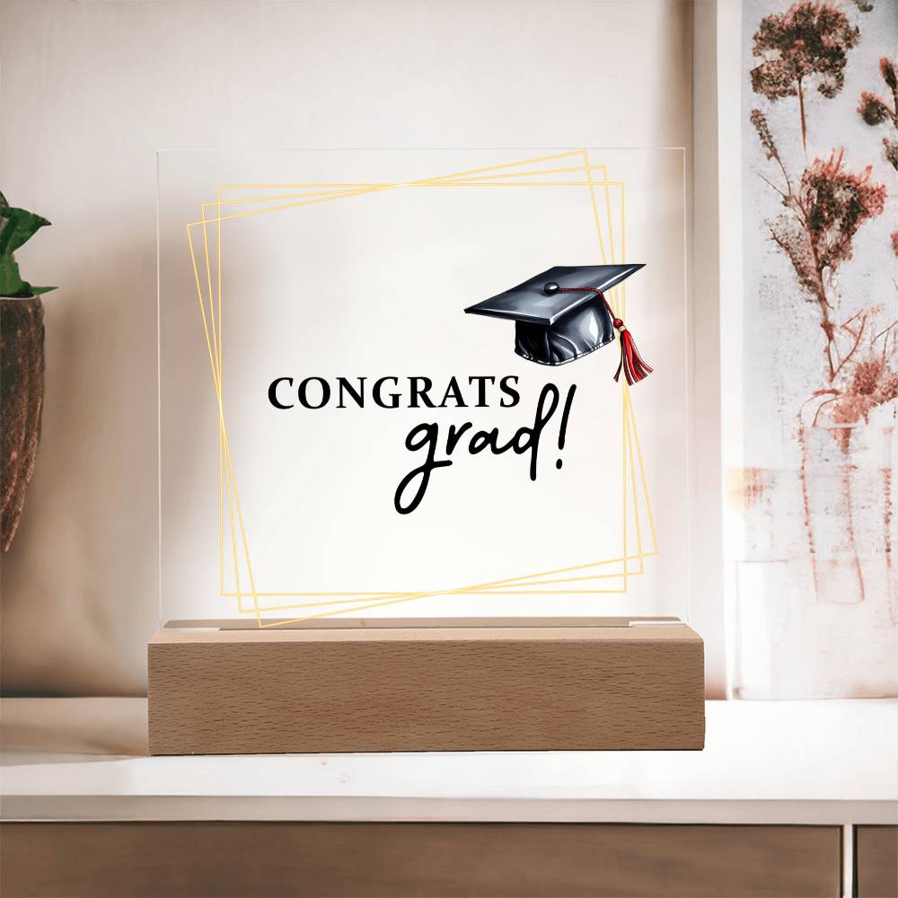 Congrats Grad Acrylic Square Plaque - Graduation Gift
