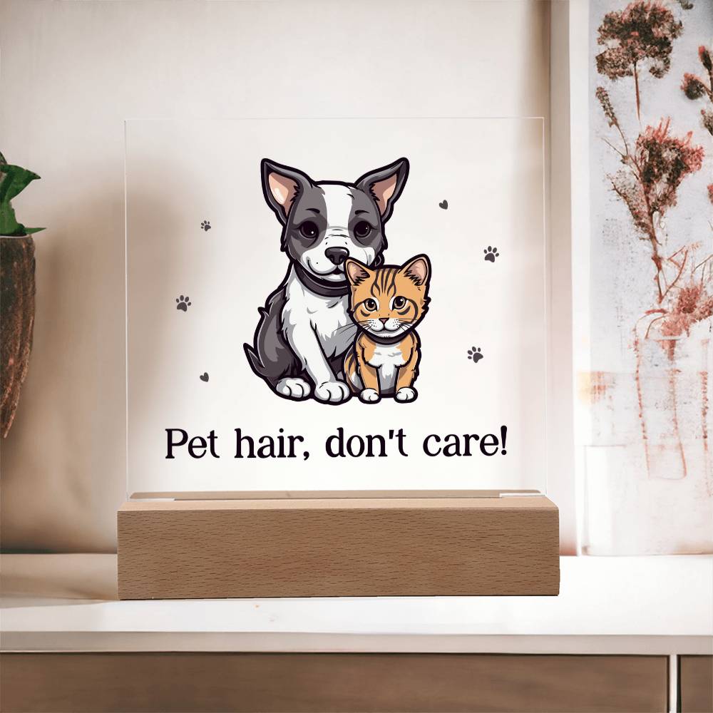 Pet Hair Don't Care Acrylic Square Plaque - Gift for Pet Lovers