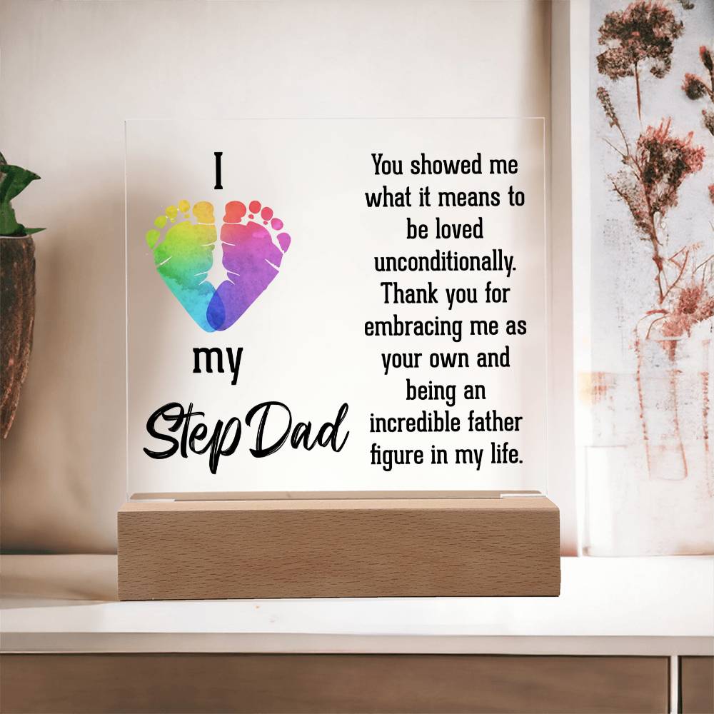 I Love My Step Dad Acrylic Square Plaque - Father's Day Gift for Step Dad