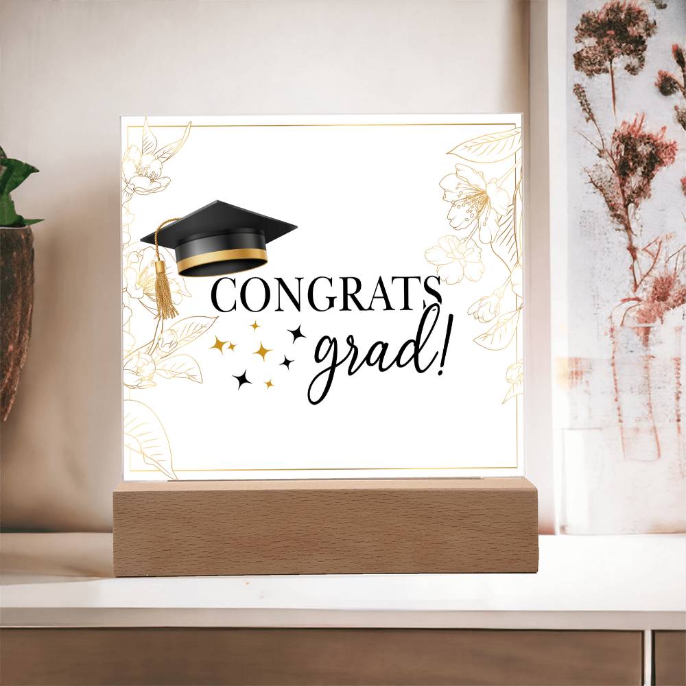 Congrats Grad Acrylic Square Plaque - Graduation Gift