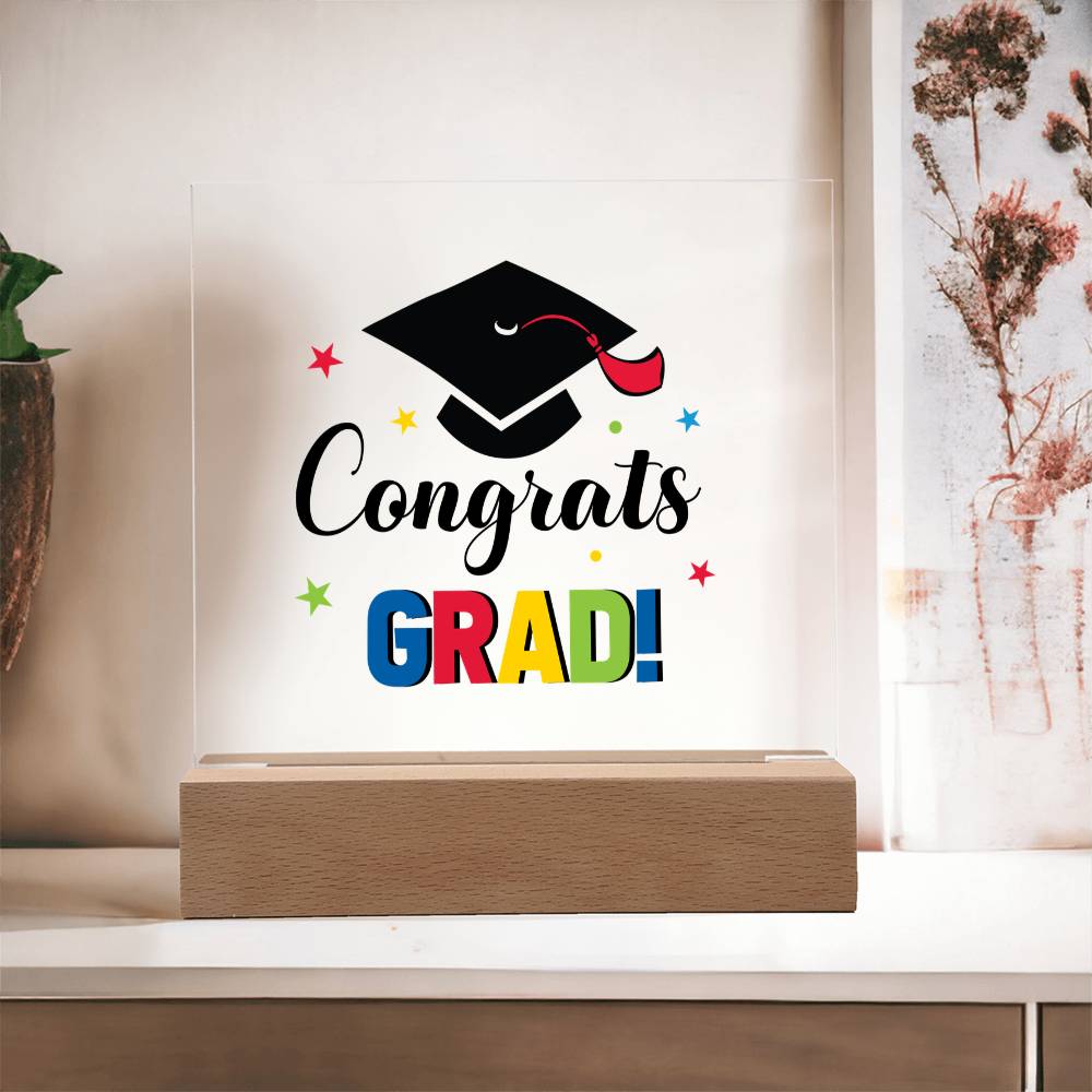 Congrats Grad Acrylic Square Plaque - Graduation Gift