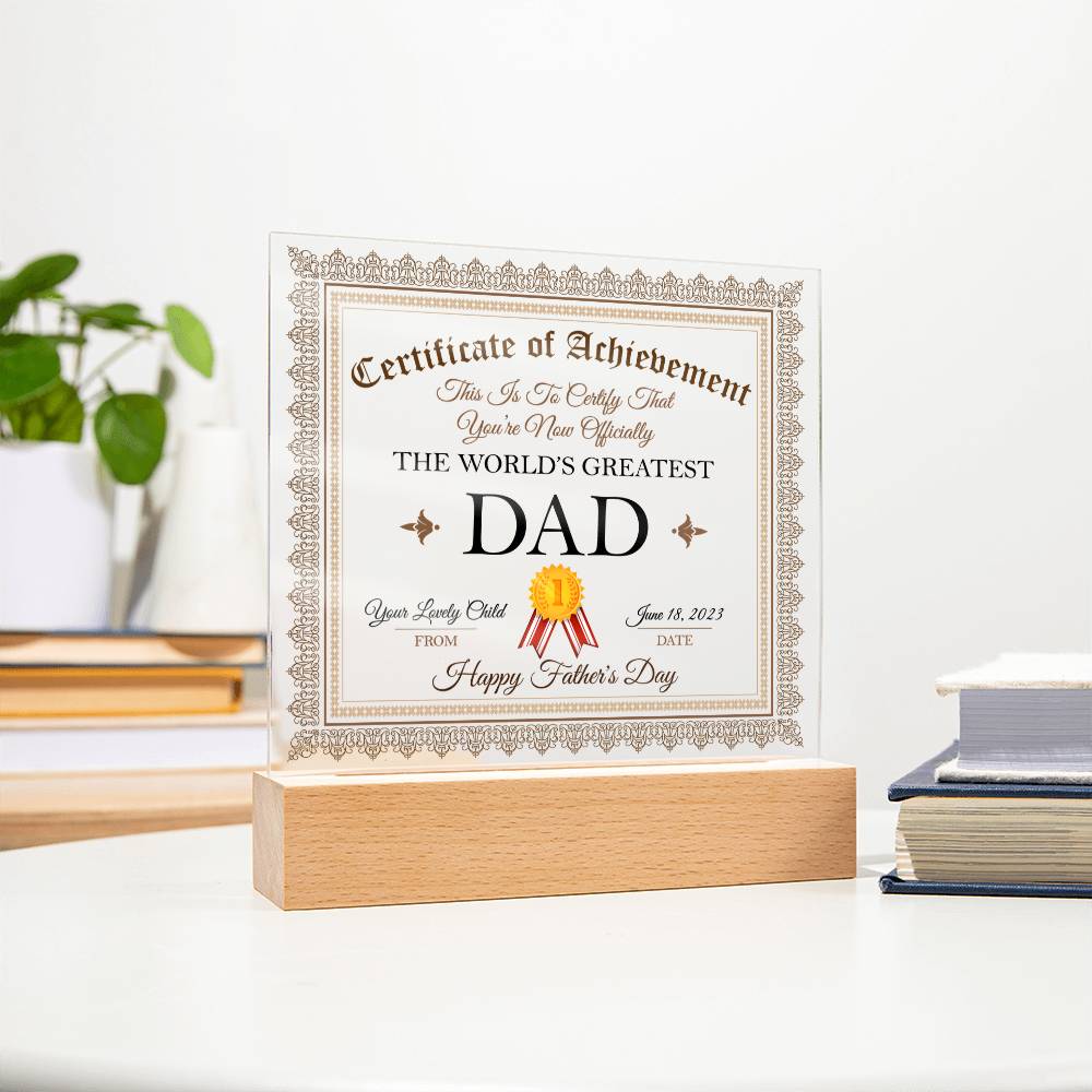 World's Greatest Dad Acrylic Square Plaque, Father's Day Gift