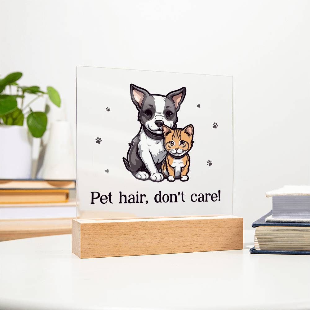 Pet Hair Don't Care Acrylic Square Plaque - Gift for Pet Lovers