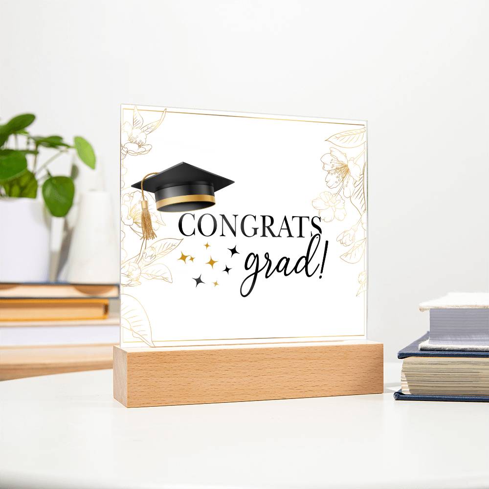 Congrats Grad Acrylic Square Plaque - Graduation Gift