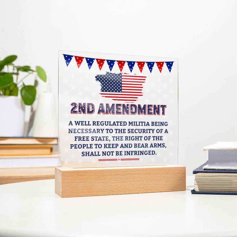 2nd Amendment Acrylic Square Plaque - Patriotic Home Decor Gift