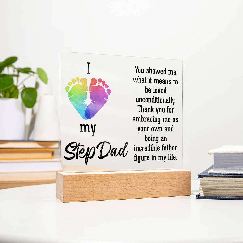 I Love My Step Dad Acrylic Square Plaque - Father's Day Gift for Step Dad
