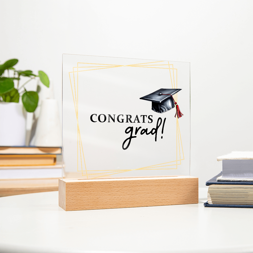 Congrats Grad Acrylic Square Plaque - Graduation Gift