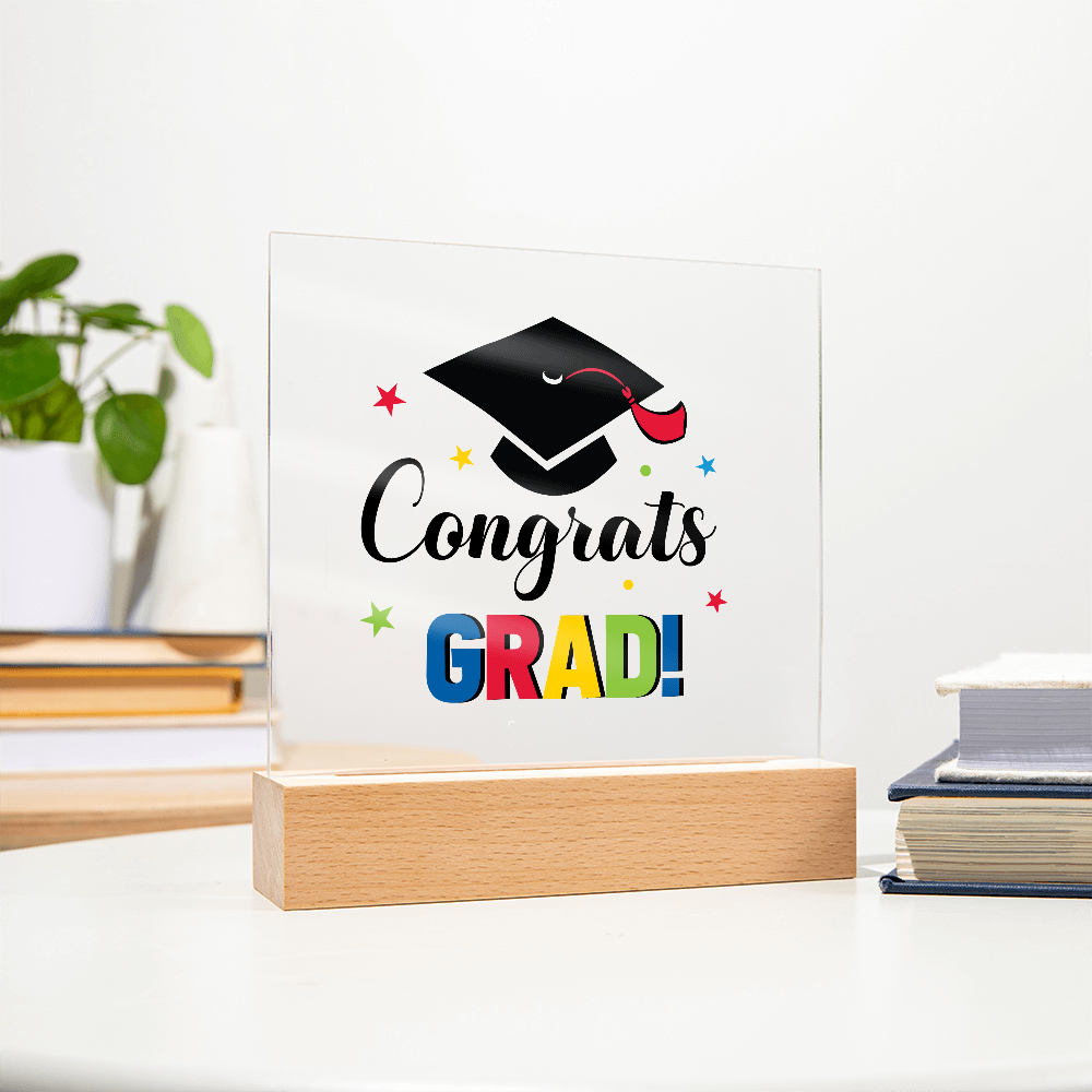 Congrats Grad Acrylic Square Plaque - Graduation Gift