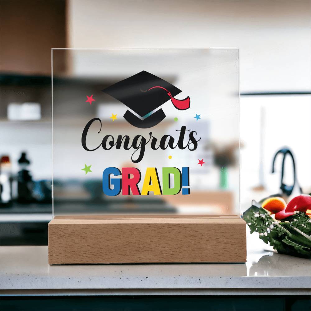 Congrats Grad Acrylic Square Plaque - Graduation Gift
