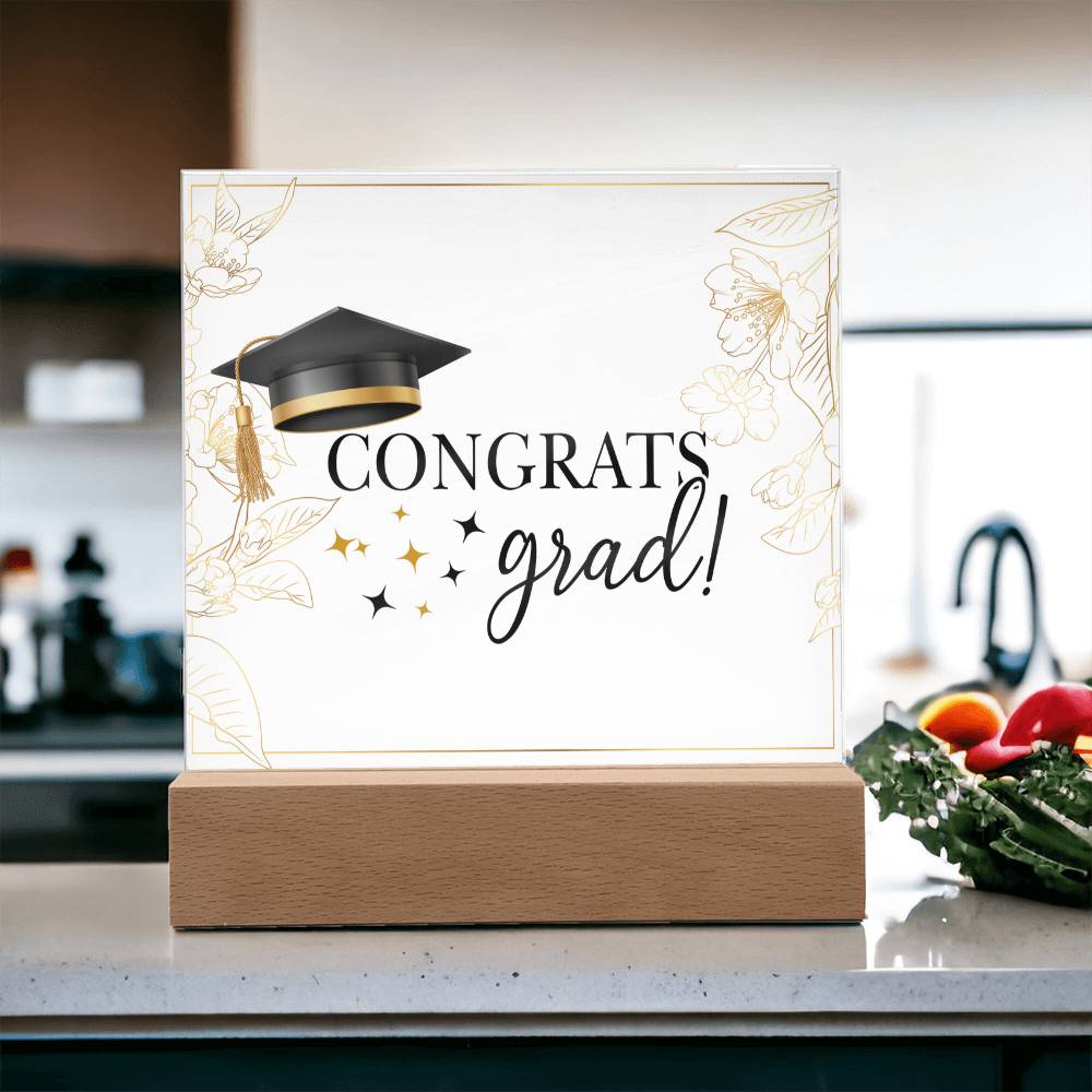 Congrats Grad Acrylic Square Plaque - Graduation Gift