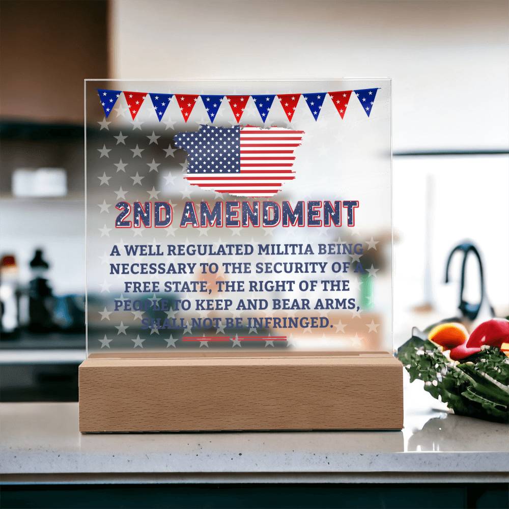 2nd Amendment Acrylic Square Plaque - Patriotic Home Decor Gift