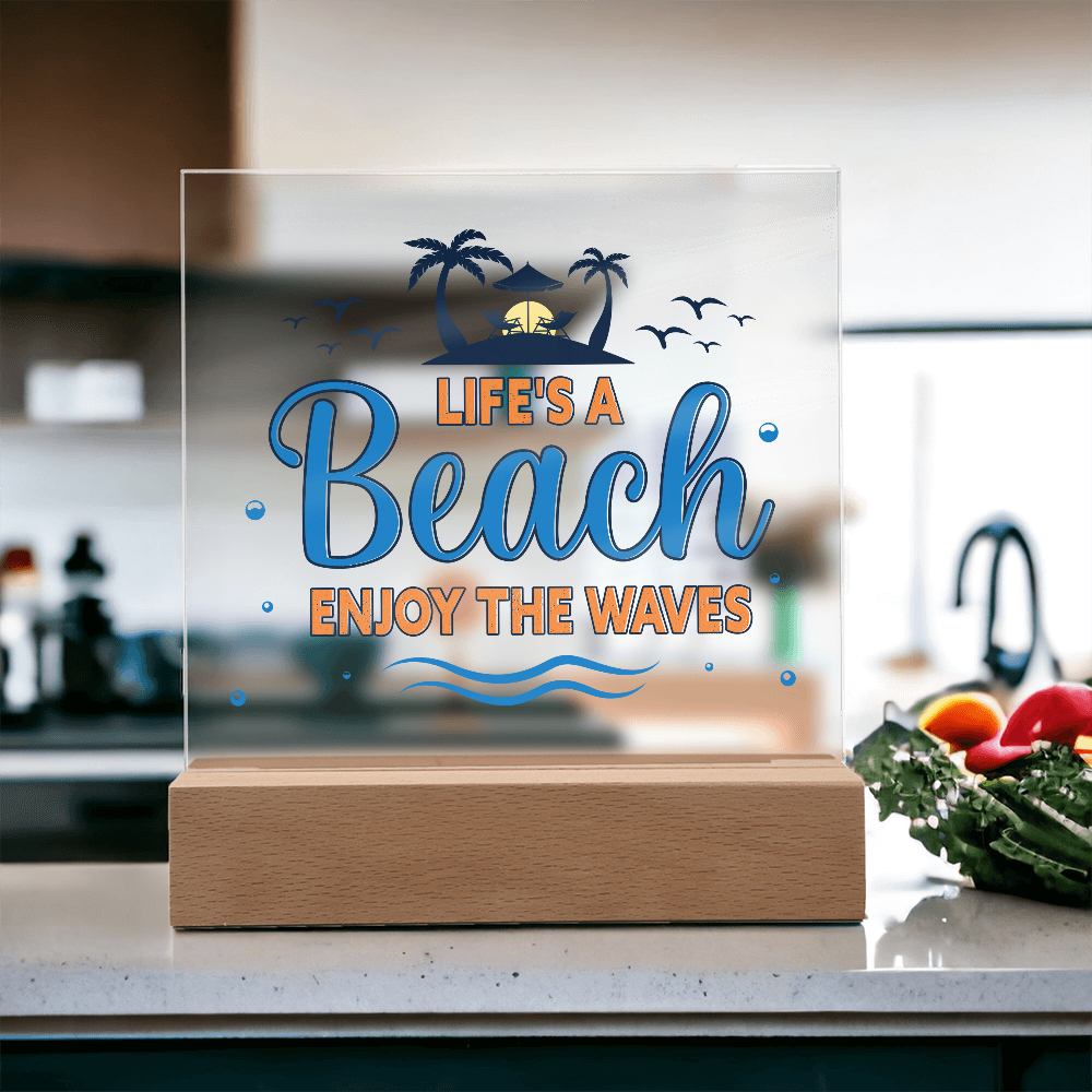 Life's A Beach Acrylic Square Plaque - Beach Home Decor Gift