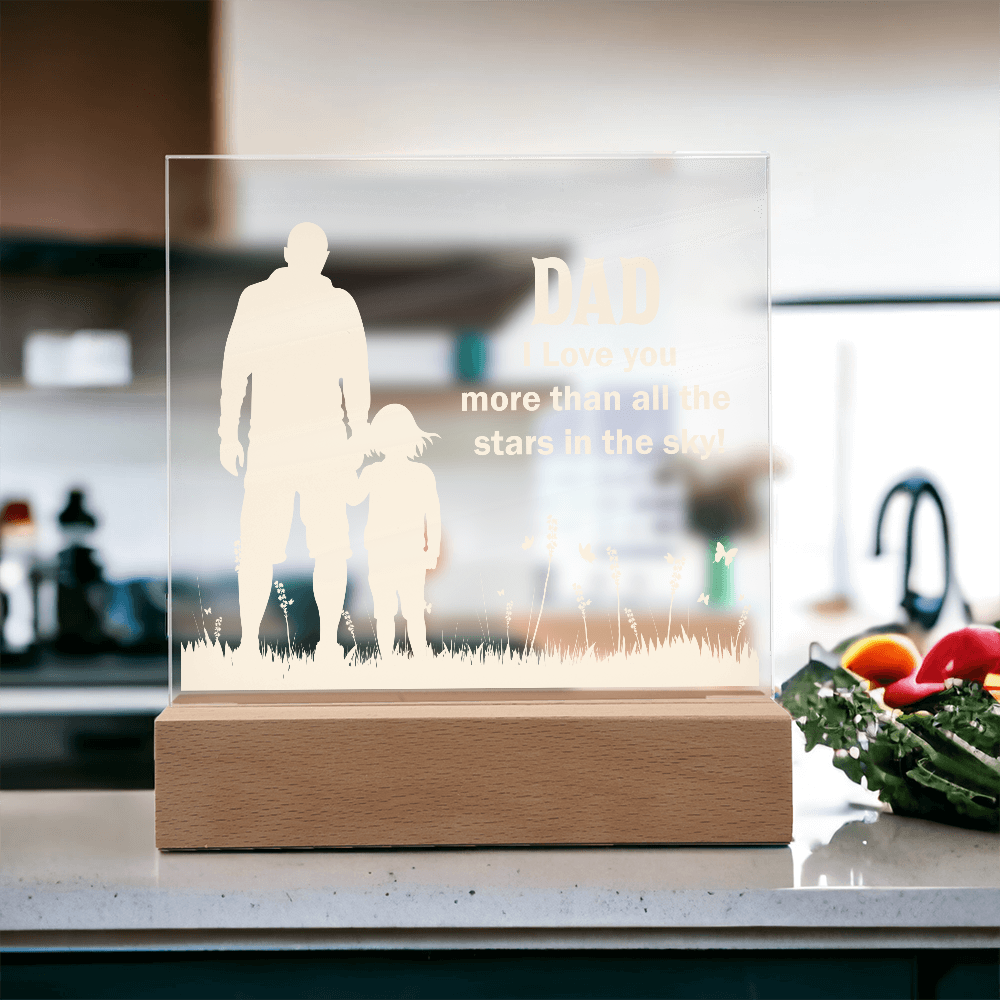 Dad I Love You More Than All The Stars In The Sky Acrylic Square Plaque - Father's Day Gift for Dad