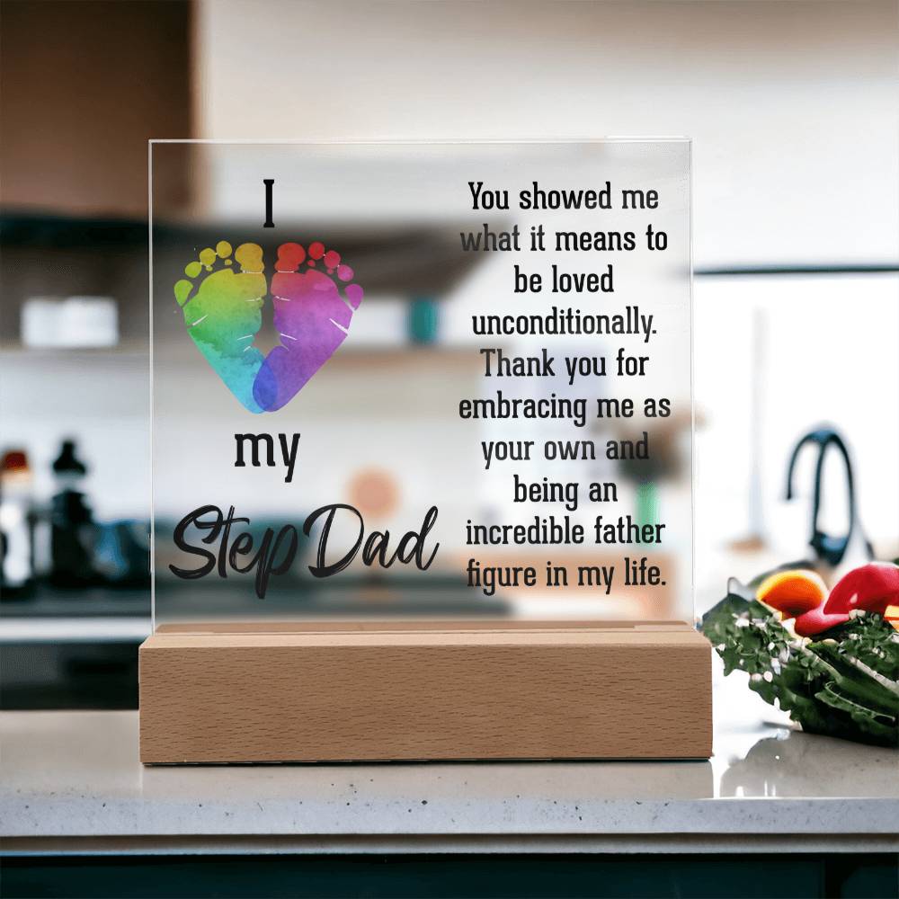 I Love My Step Dad Acrylic Square Plaque - Father's Day Gift for Step Dad