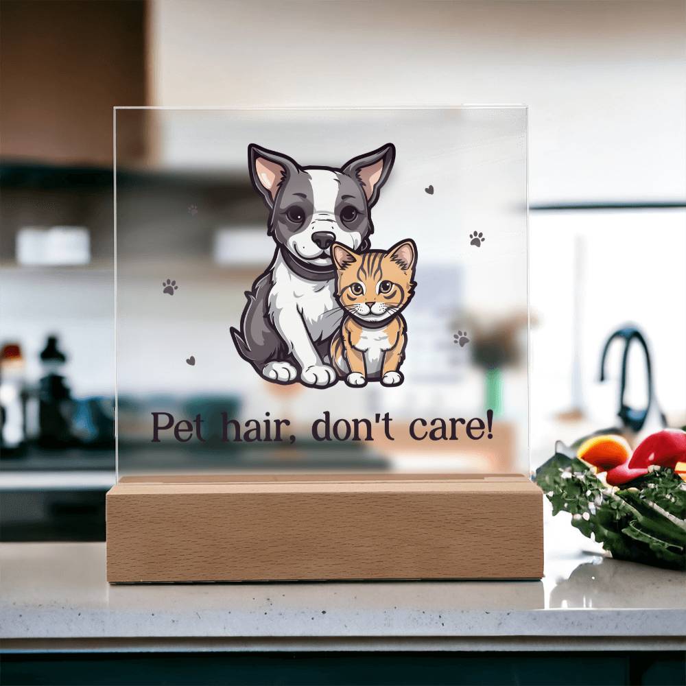 Pet Hair Don't Care Acrylic Square Plaque - Gift for Pet Lovers