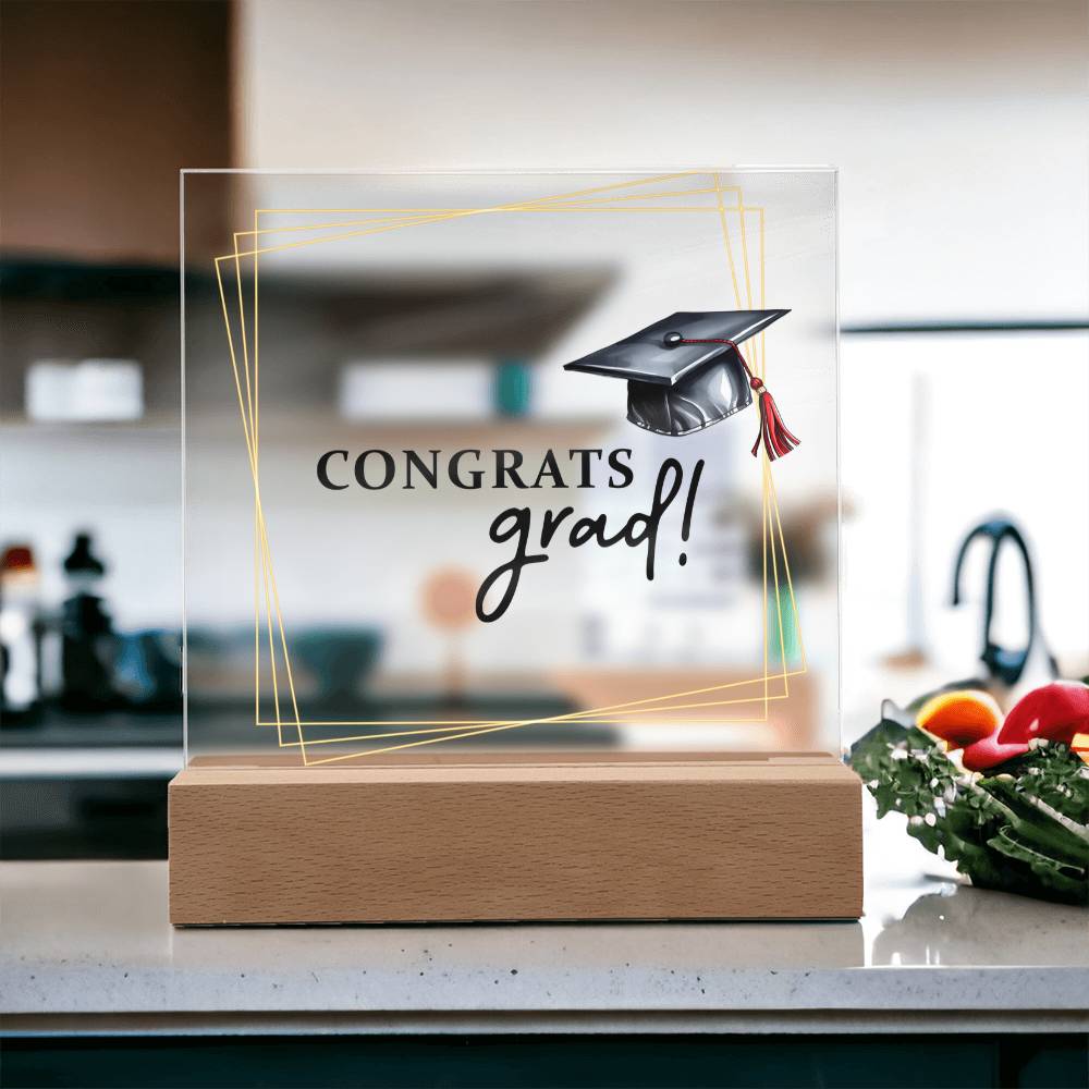Congrats Grad Acrylic Square Plaque - Graduation Gift