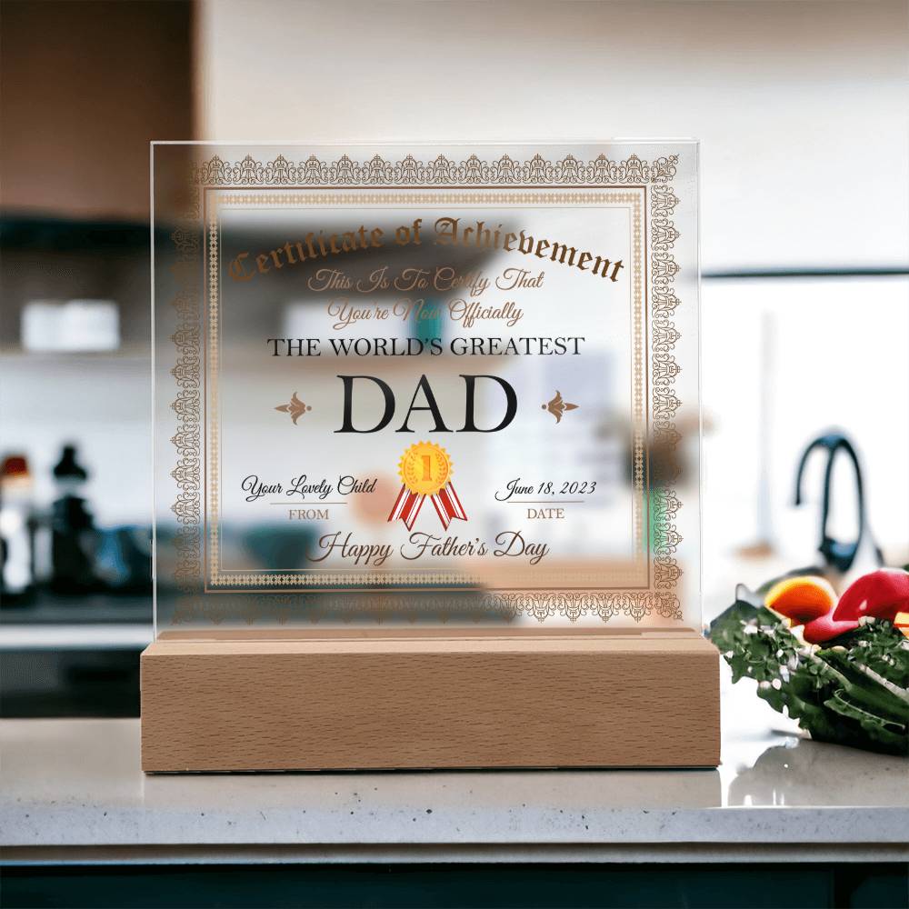 World's Greatest Dad Acrylic Square Plaque, Father's Day Gift