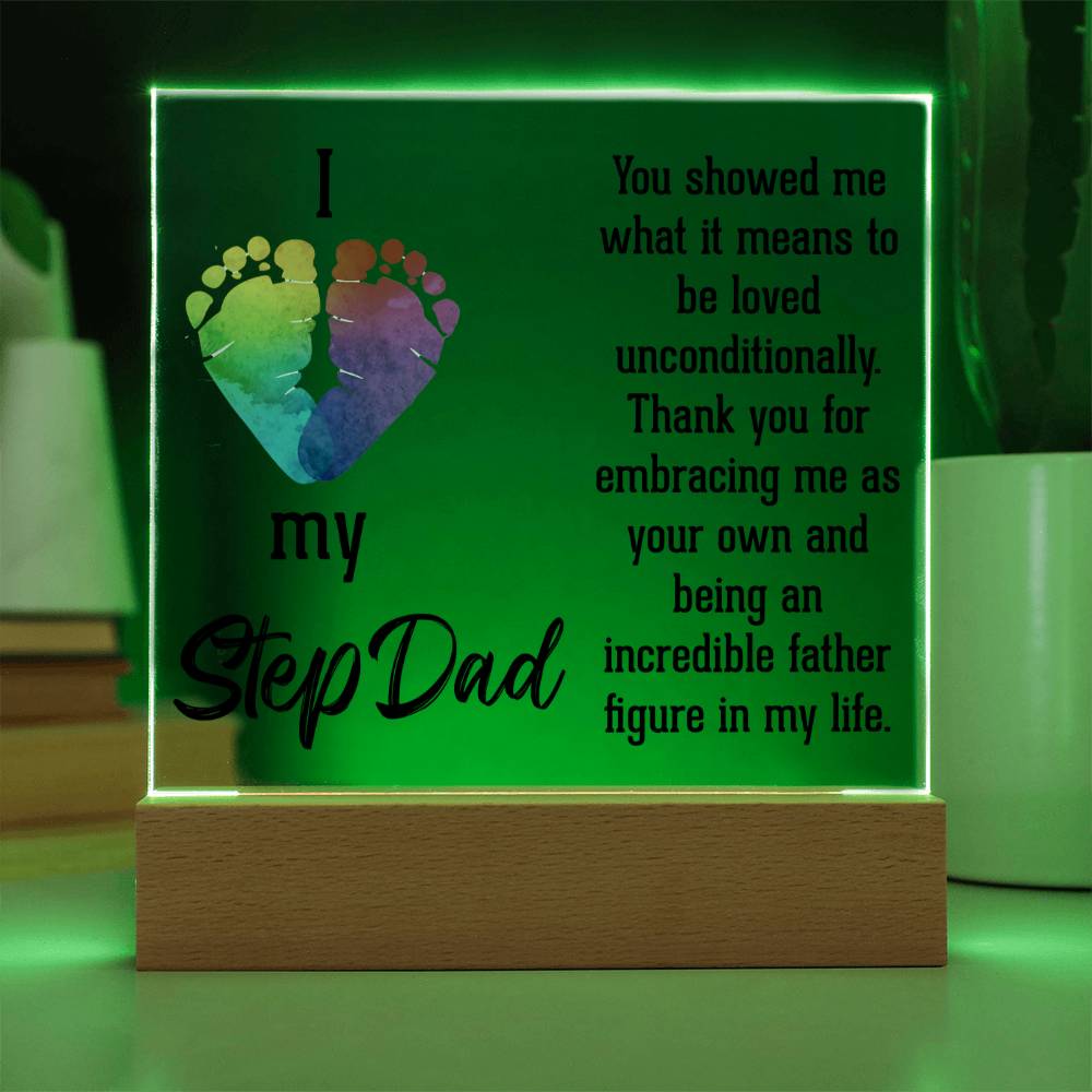 I Love My Step Dad Acrylic Square Plaque - Father's Day Gift for Step Dad