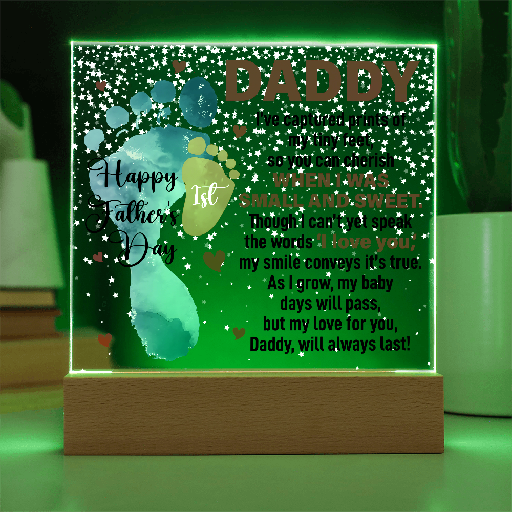Daddy, Happy First Father's Day — Acrylic Square Plaque