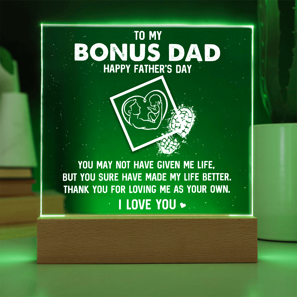 To My Bonus Dad Happy Father's Day Acrylic Square Plaque - Father's Day Gift for Bonus Dad