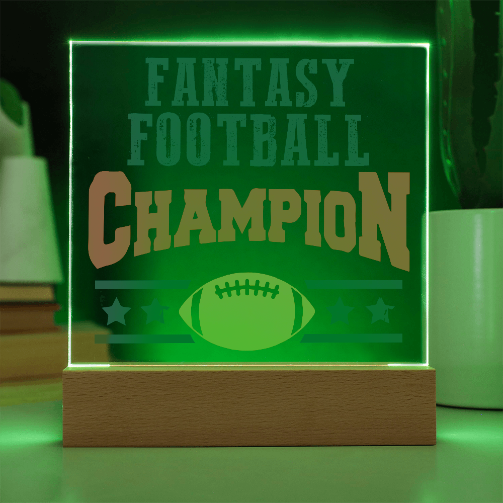 Fantasy Football Champion Acrylic Square Plaque - Father's Day Gift for Dad