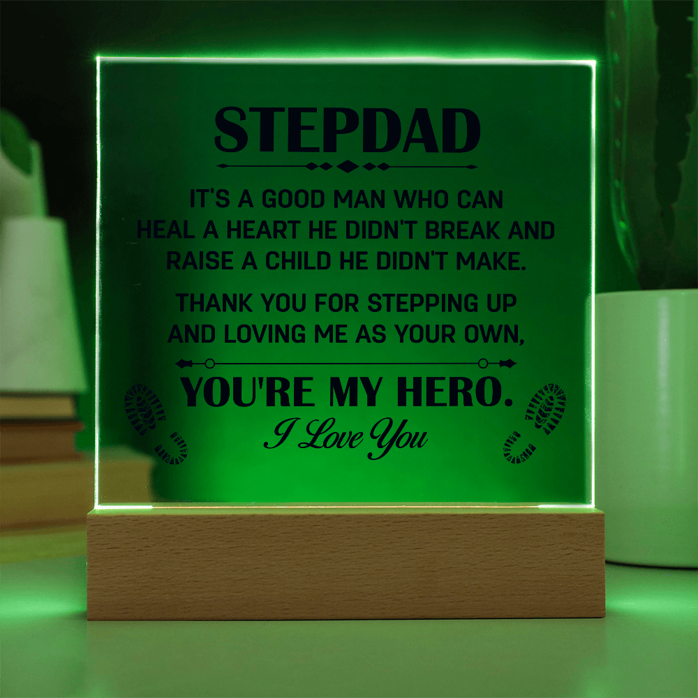 Heal A Heart He Didn't Break Acrylic Square Plaque - Father's Day Gift for Bonus Dad