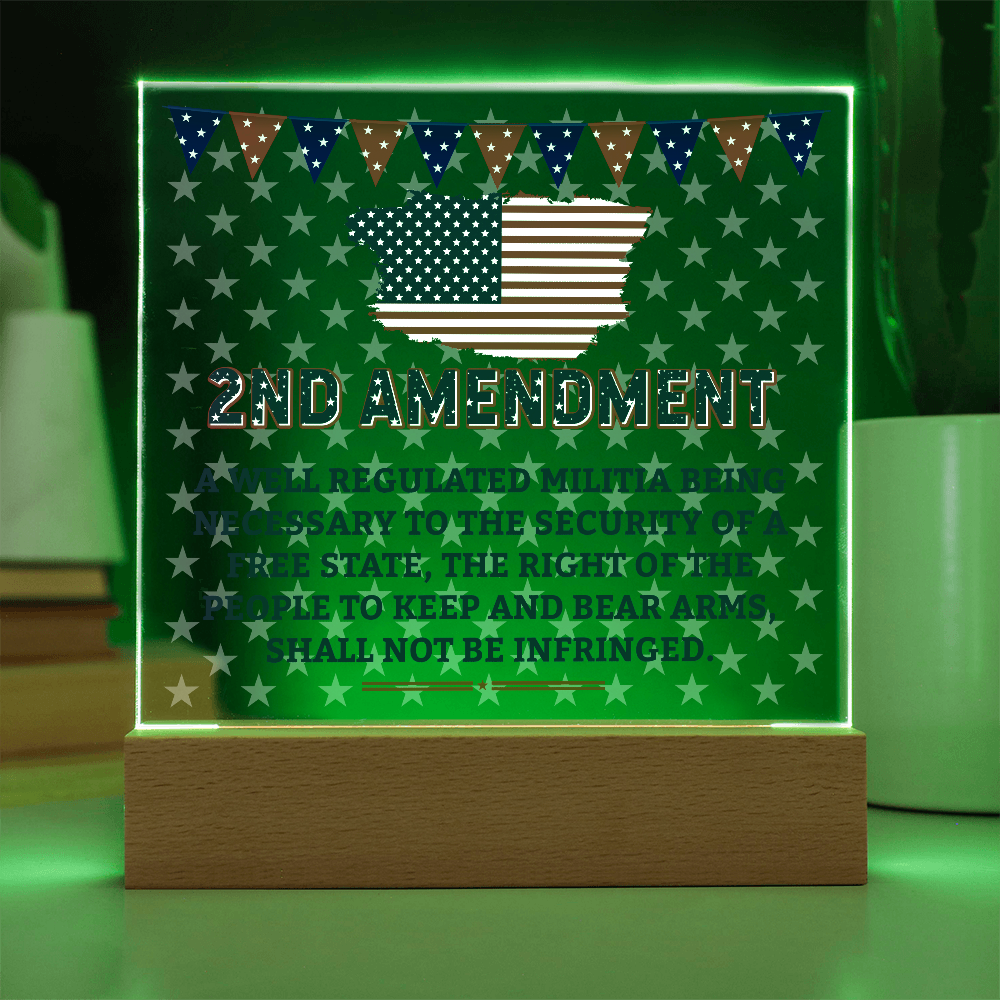 2nd Amendment Acrylic Square Plaque - Patriotic Home Decor Gift