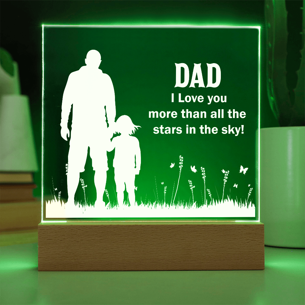 Dad I Love You More Than All The Stars In The Sky Acrylic Square Plaque - Father's Day Gift for Dad