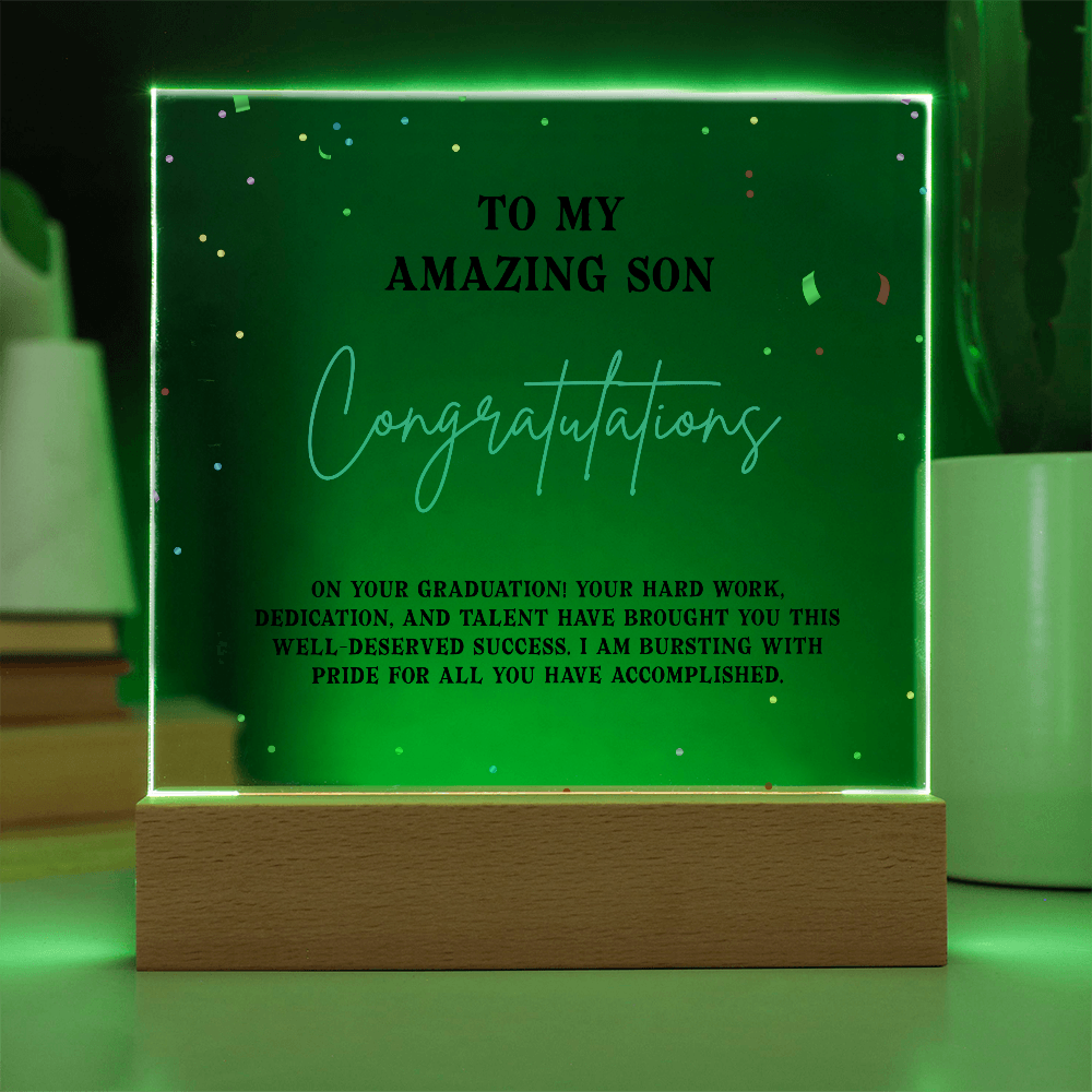 To My Amazing Son Acrylic Square Plaque - Graduation Gift
