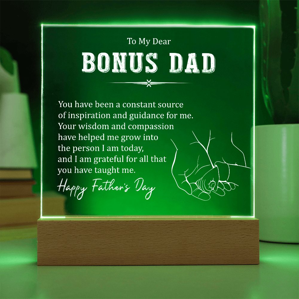 Bonus Dad Acrylic Square Plaque - Father's Day Gift for Bonus Dad