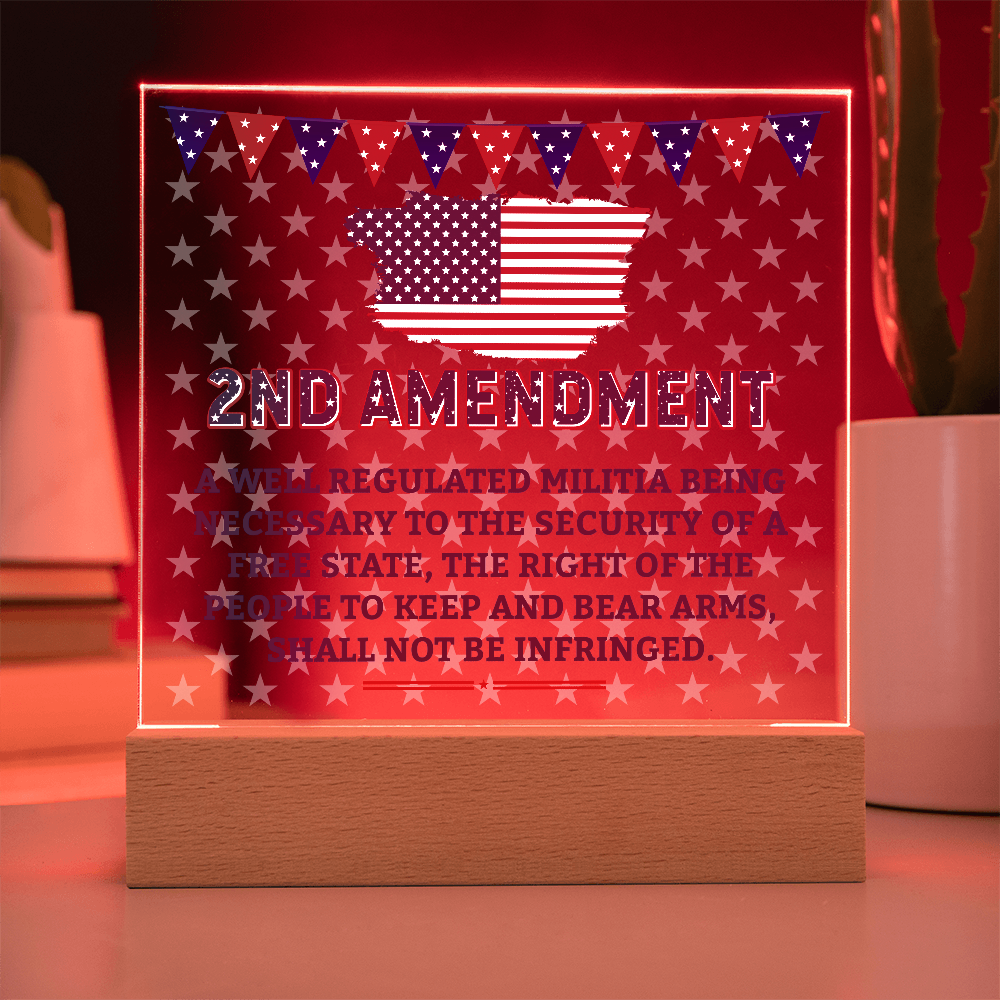 2nd Amendment Acrylic Square Plaque - Patriotic Home Decor Gift