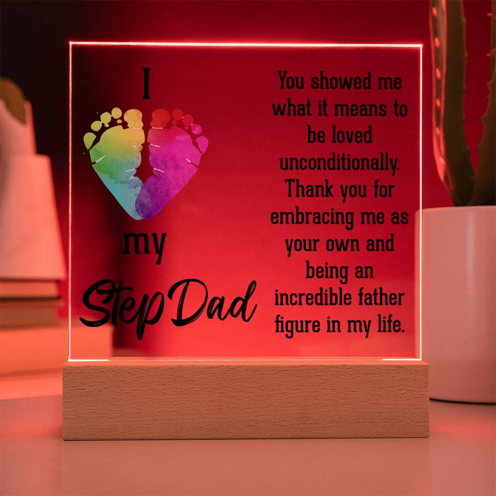 I Love My Step Dad Acrylic Square Plaque - Father's Day Gift for Step Dad