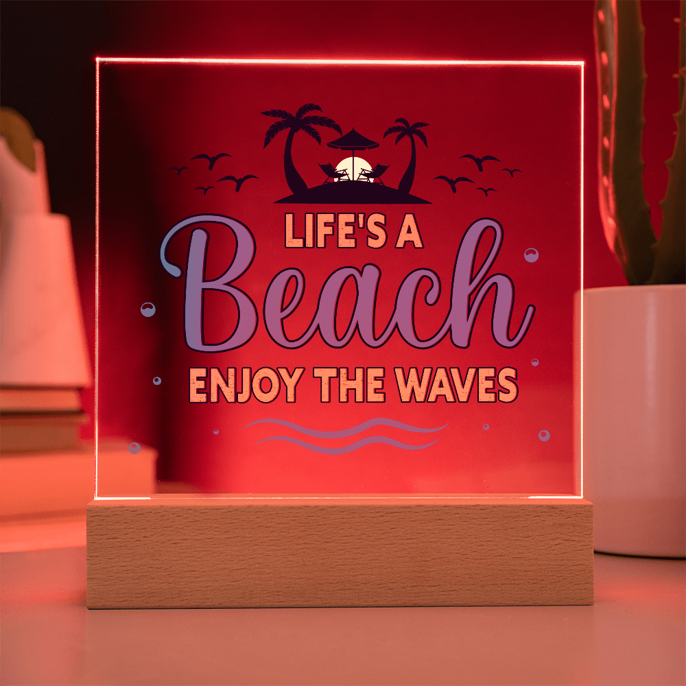 Life's A Beach Acrylic Square Plaque - Beach Home Decor Gift