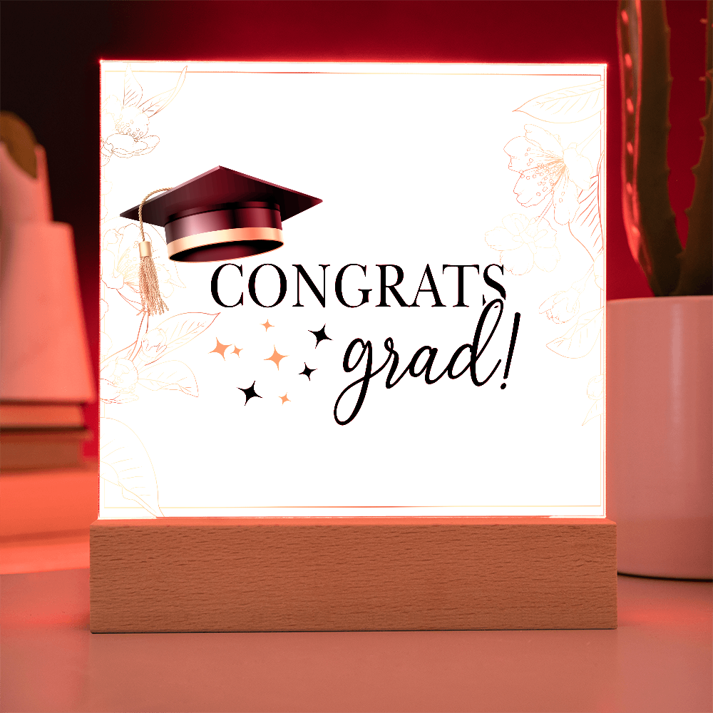 Congrats Grad Acrylic Square Plaque - Graduation Gift