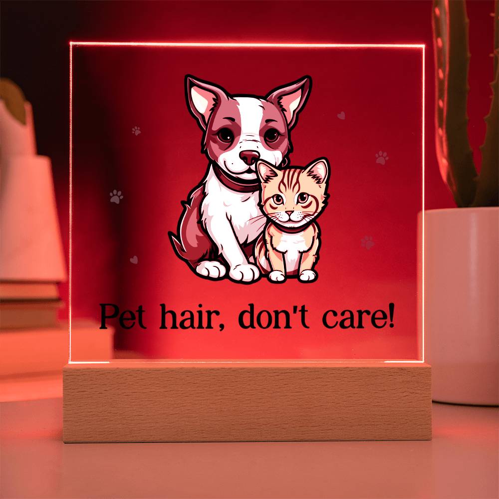 Pet Hair Don't Care Acrylic Square Plaque - Gift for Pet Lovers