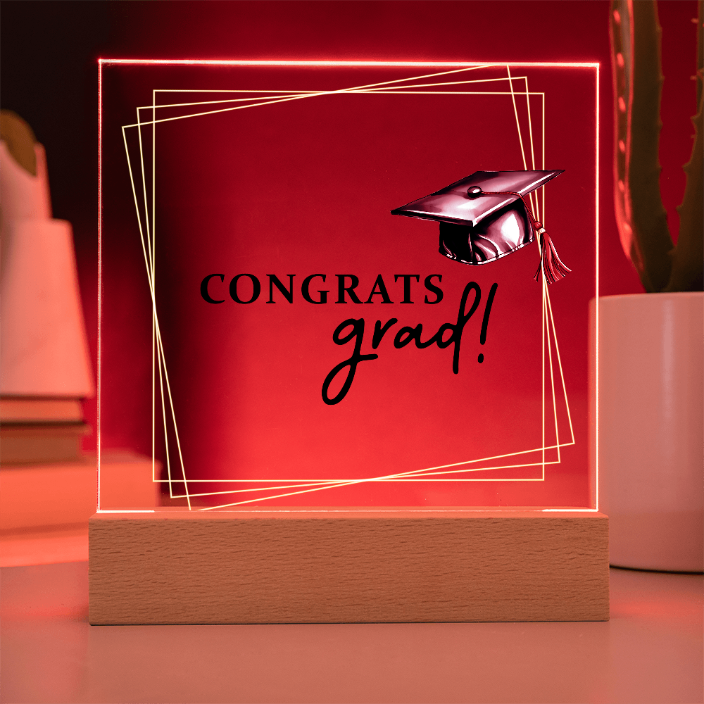 Congrats Grad Acrylic Square Plaque - Graduation Gift