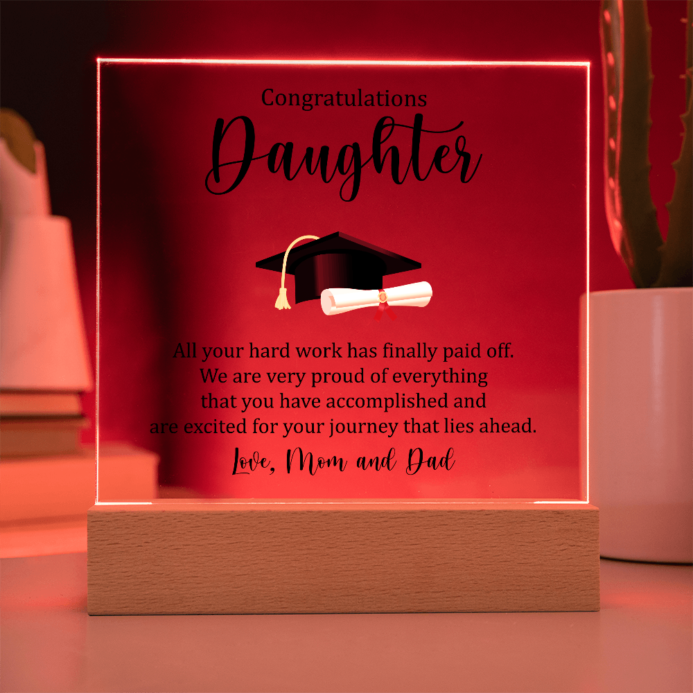 Daughter Acrylic Square Plaque - Graduation Gift for Her
